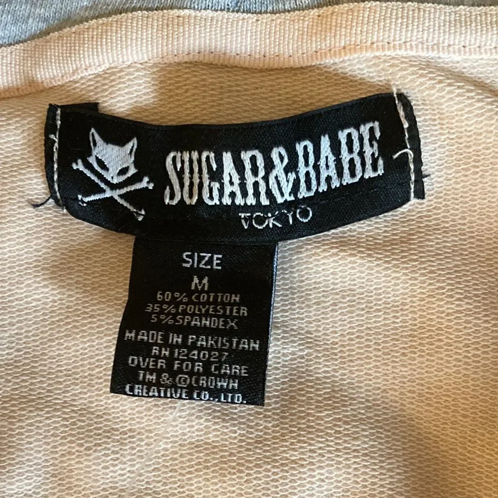 Sugar & Babe Cropped Cat Hoodie. Pink/Gray. Size Large Girls.